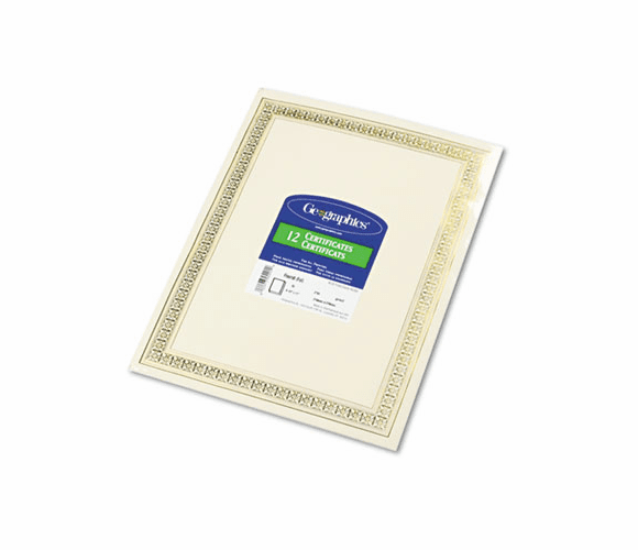 GEO45492 Foil Enhanced Certificates, 8-1/2 x 11, Gold Flourish Border, 12/Pack By GEOGRAPHICS