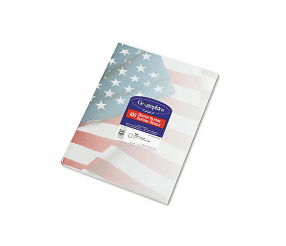 GEO46880 Design Paper, 24 lbs., Flag, 8-1/2 x 11, Blue/Red/White, 100/Pack By GEOGRAPHICS