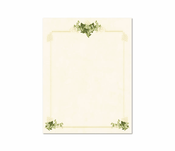 GEO46895 Design Paper, 24 lbs., Ivy Corners, 8-1/2 x 11, Tan, 100/Pack By GEOGRAPHICS