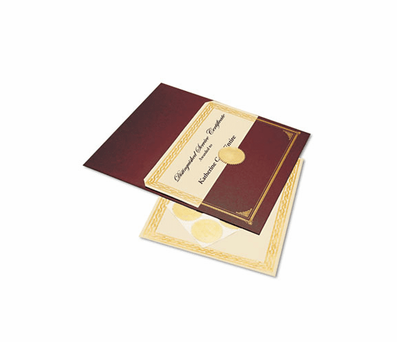 GEO47483 Ivory/Gold Foil Embossed Award Cert. Kit, Bronze Cover, 8-1/2 x 11, 6/Pk. By GEOGRAPHICS