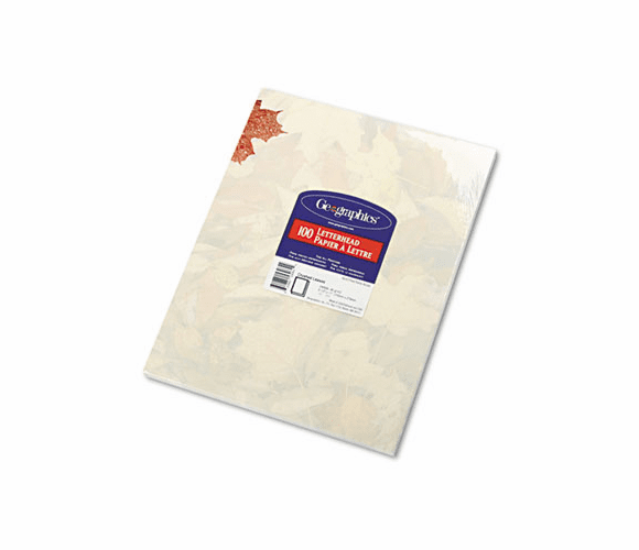 GEO53064 Design Paper, 24 lbs., Crushed Leaves, 8-1/2 x 11, Ivory, 100/Pack By GEOGRAPHICS