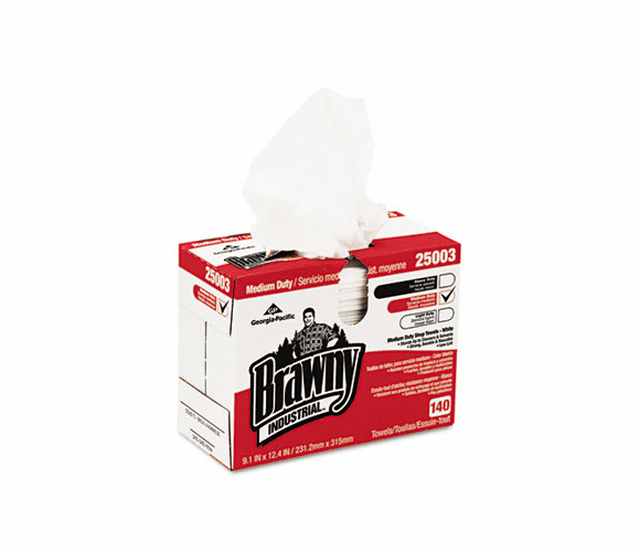 GEP25003 Medium Duty Shop Towels, 9 1/10 x 12 2/5, 140/Box By GEORGIA PACIFIC