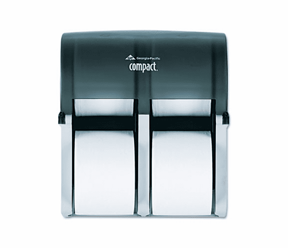 GEP56744 Compact Four Roll Coreless Tissue Dispenser, 11 3/4 x 6 9/10 x 13 1/4, Smoke By GEORGIA PACIFIC