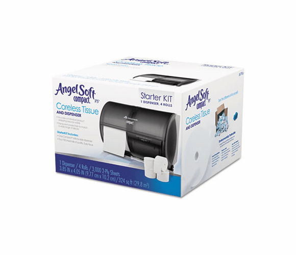 GEP5679500 Tissue Dispenser and Angel Soft ps Tissue Start Kit,  4 750- Sheet Rolls By GEORGIA PACIFIC