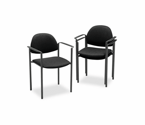 GLB2171BKIM06 Comet Series Stacking Arm Chair, Black Olefin Fabric, 3/Carton By GLOBAL INDUSTRIES, INC.