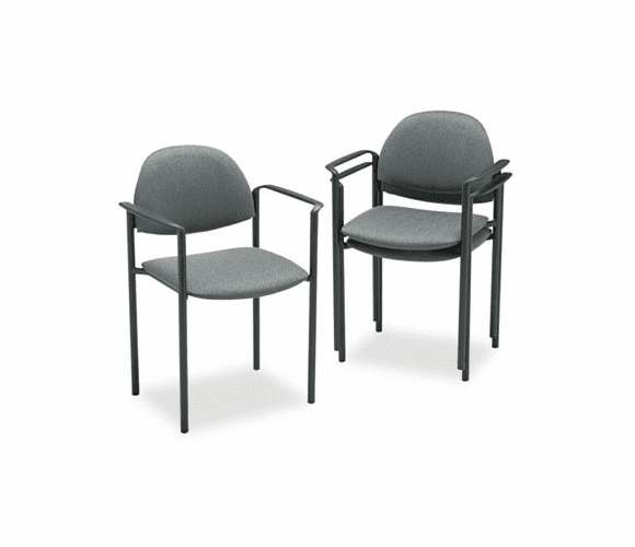 GLB2171BKIM11 Comet Series Stacking Arm Chair, Gray Olefin Fabric, 3/Carton By GLOBAL INDUSTRIES, INC.