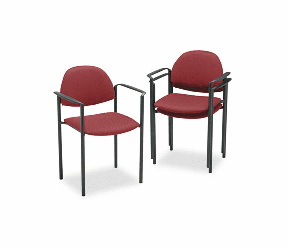 GLB2171BKIM52 Comet Series Stacking Arm Chair, Burgundy Olefin Fabric, 3/Carton By GLOBAL INDUSTRIES, INC.