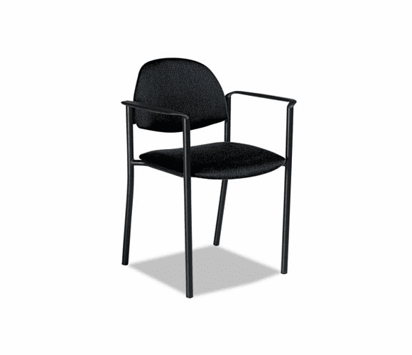 GLB2171BKPB09 Comet Series Stacking Arm Chair, Black Polypropylene Fabric, 3/Carton By GLOBAL INDUSTRIES, INC.