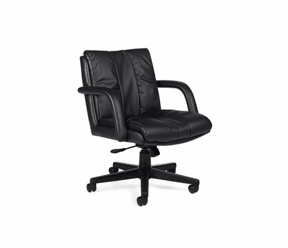 GLB3967BK450550 Series Leather Low-Back Swivel/Tilt Chair w/Arms, Black By GLOBAL INDUSTRIES, INC.