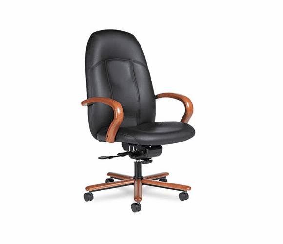 GLB49664AHM4505 Tamiri High-Back Tilt Chair, 24-1/2 x 27 x 45, Black Leather, Wood Arms/Base By GLOBAL INDUSTRIES, INC.