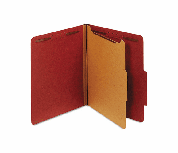 GLW23775 Pressboard Classification Folders, Four Fasteners, 2/5 Cut, Letter, Red, 10/Box By CARDINAL BRANDS INC.