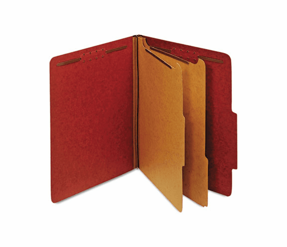 GLW24075 Pressboard Classification Folders, Six Fasteners, 2/5 Cut, Letter, Red, 10/Box By CARDINAL BRANDS INC.