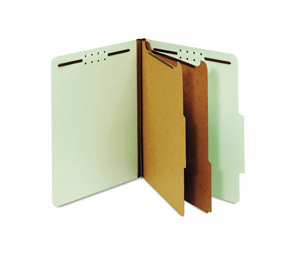 GLW24076 Pressboard Classification Folders, Six Fasteners, 2/5 Cut, Letter, Green, 10/Box By CARDINAL BRANDS INC.