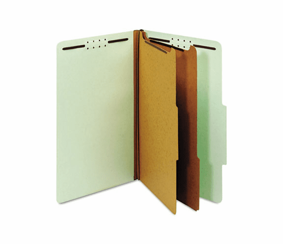 GLW29076 Pressboard Classification Folders, Six Fasteners, 2/5 Cut, Legal, Green, 10/Box By CARDINAL BRANDS INC.