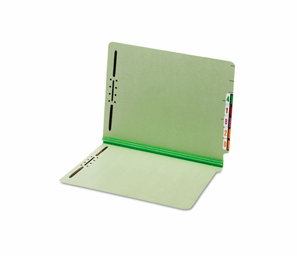 GLW44705 End Tab Folders, Two Fasteners, One Inch Expansion, Letter, Green, 25/Box By CARDINAL BRANDS INC.