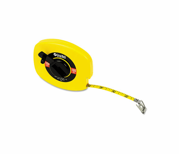 GNS100E English Rule Measuring Tape, 3/8" W x 100ft, Steel, Yellow By GREAT NECK SAW MFG.