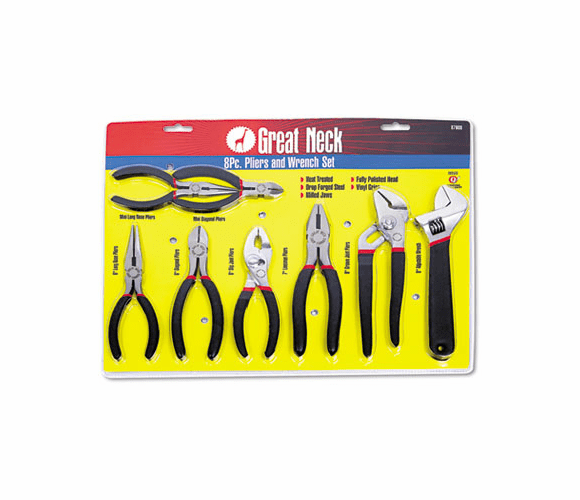 GNS87900 8-Piece Steel Pliers and Wrench Tool Set By GREAT NECK SAW MFG.