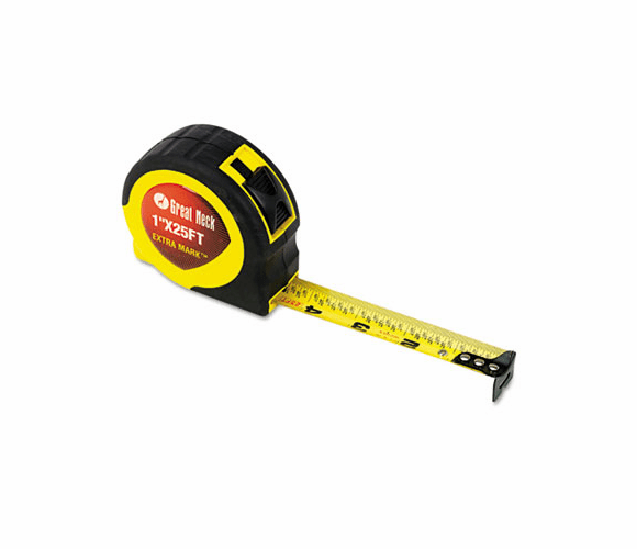 GNS95005 ExtraMark Power Tape, 1" x 25ft, Steel, Yellow/Black By GREAT NECK SAW MFG.
