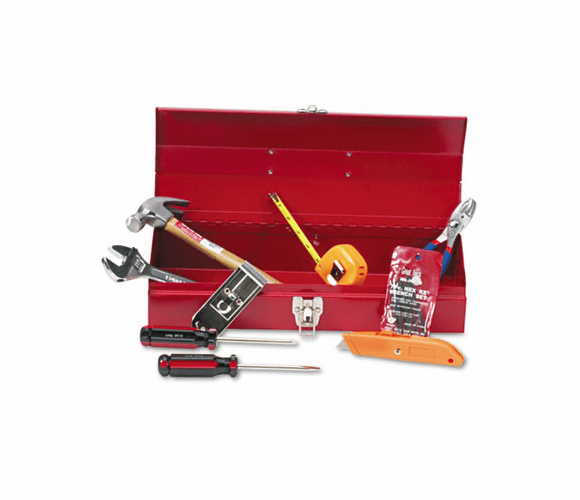 GNSCTB9 16-Piece Light-Duty Office Tool Kit in 16 Metal Box, Red By GREAT NECK SAW MFG.