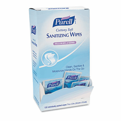 GOJ902712 Cottony Soft Individually Wrapped Hand Sanitizing Wipes, 5" x 7", 120/Box By GO-JO INDUSTRIES