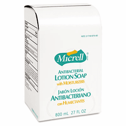 GOJ975712CT MICRELL Antibacterial Lotion Soap Refill, Unscented Liquid, 800ml, 12/Carton By GO-JO INDUSTRIES