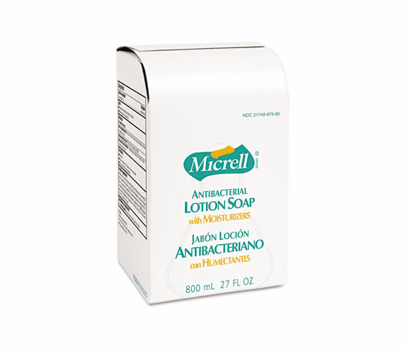GOJ975712CT MICRELL Antibacterial Lotion Soap Refill, Unscented Liquid, 800ml, 12/Carton By GO-JO INDUSTRIES