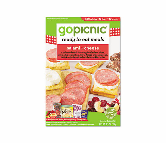 GPNDV321 Ready-To-Eat-Meals, Salami + Cheese, 3.5 oz, 6 per Carton By GOPICNIC