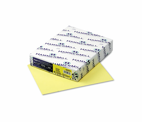 HAM103341 Fore MP Recycled Colored Paper, 20lb, 8-1/2 x 11, Canary, 500/Ream By HAMMERMILL/HP EVERYDAY PAPERS
