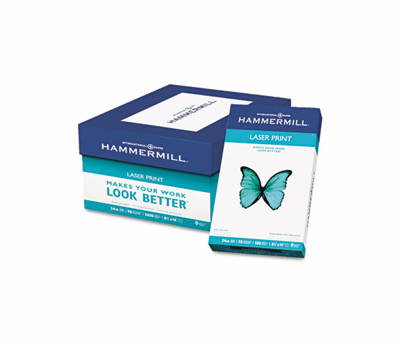 HAM104612 Laser Print Office Paper, 98 Brightness, 24lb, 8-1/2 x 14, White, 500 Sheets/RM By HAMMERMILL/HP EVERYDAY PAPERS