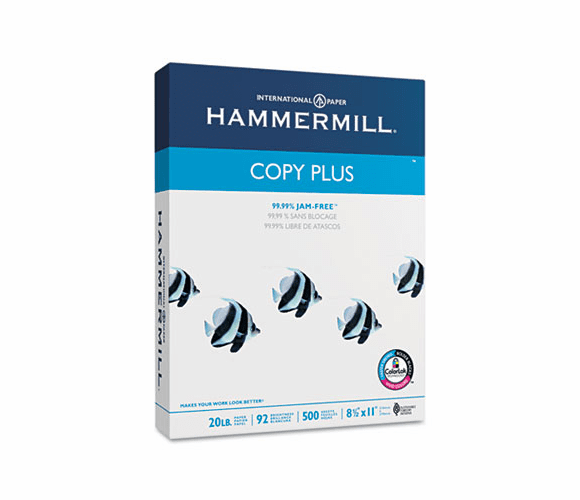 HAM105007 Copy Plus Copy Paper, 92 Brightness, 20lb, 8-1/2 x 11, White, 5000 Sheets/Carton By HAMMERMILL/HP EVERYDAY PAPERS