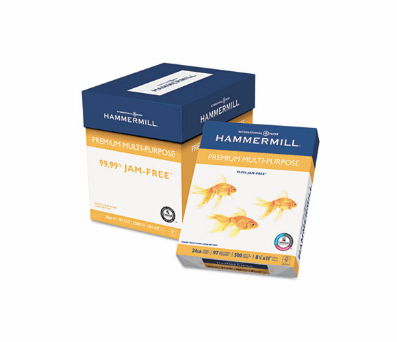 HAM105810 Premium Multipurpose Paper, 24-lb., 8-1/2 x 11, White, 2500/Carton By HAMMERMILL/HP EVERYDAY PAPERS