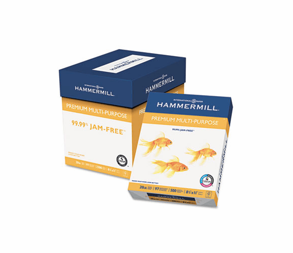 HAM106310 Premium Multipurpose Paper, 20-lb., 8-1/2 x 11, White, 5000/Carton By HAMMERMILL/HP EVERYDAY PAPERS