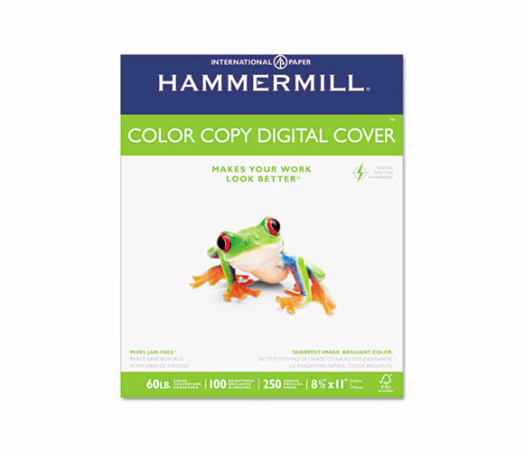 HAM122549 Color Copy Digital Cover Stock, 60 lbs., 8-1/2 x 11, White, 250 Sheets By HAMMERMILL/HP EVERYDAY PAPERS