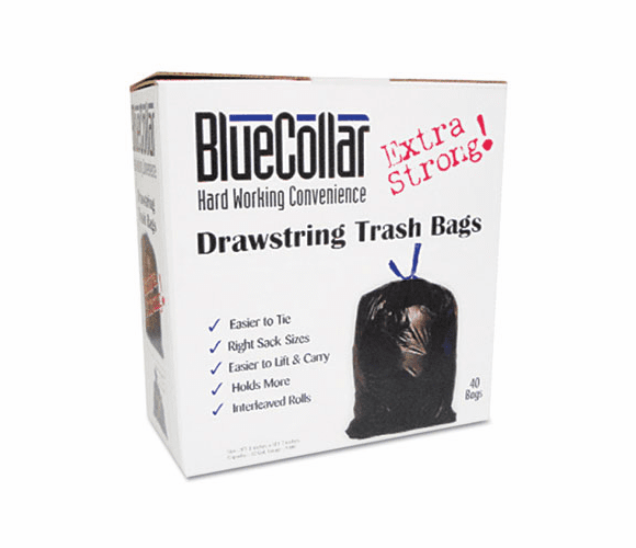 HERN4828EWRC1 Drawstring Trash Bags, 13 gal, .80 mil, 24 x 28, White, 80/Box By HERITAGE