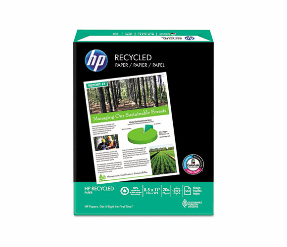 HEW112100 Office Recycled Paper, 92 Brightness, 20lb, 8-1/2 x 11, White, 5000 Shts/Ctn By HEWLETT PACKARD COMPANY