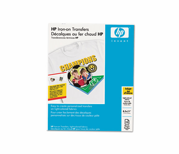 HEWC6049A Iron-On Transfers, 8-1/2 x 11, White, 12/Pack By HEWLETT PACKARD COMPANY