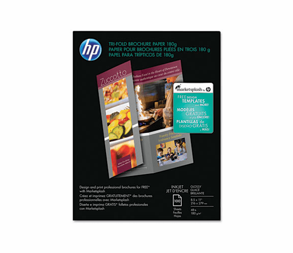 HEWC7020A Inkjet Tri-Fold Brochure Paper, 98 Brightness, 48lb, 8-1/2 x 11, White, 100/Pack By HEWLETT PACKARD COMPANY