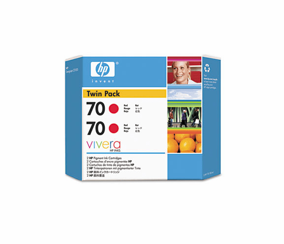 HEWCB347A CB347A (HP 70) Ink, 2/Pack, Red By HEWLETT PACKARD COMPANY