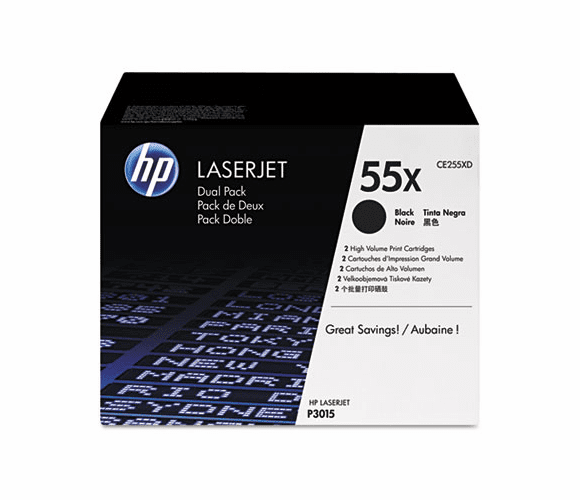 HEWCE255XD CE255XD (55X) Toner, Black, 12,500 Page-Yield, 2/Pk By HEWLETT PACKARD
