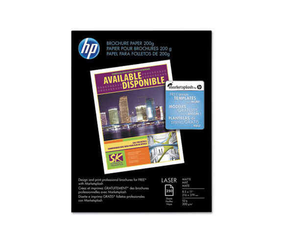 HEWCH034A Color Laser Photo Paper, 52 lbs., Matte, 8-1/2 x 11, 250 Sheets/Pack By HEWLETT PACKARD COMPANY