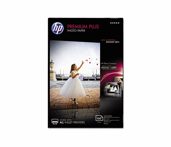 HEWCR668A Premium Plus Photo Paper, 80 lbs., Glossy, 4 x 6, 100 Sheets/Pack By HEWLETT PACKARD COMPANY