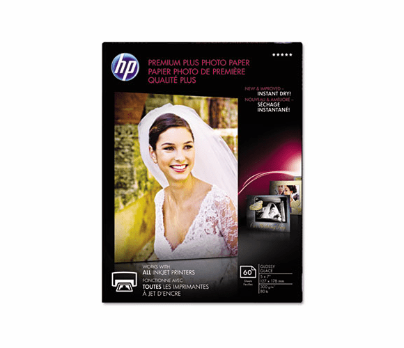 HEWCR669A Premium Plus Photo Paper, 80 lbs., Glossy, 5 x 7, 60 Sheets/Pack By HEWLETT PACKARD COMPANY