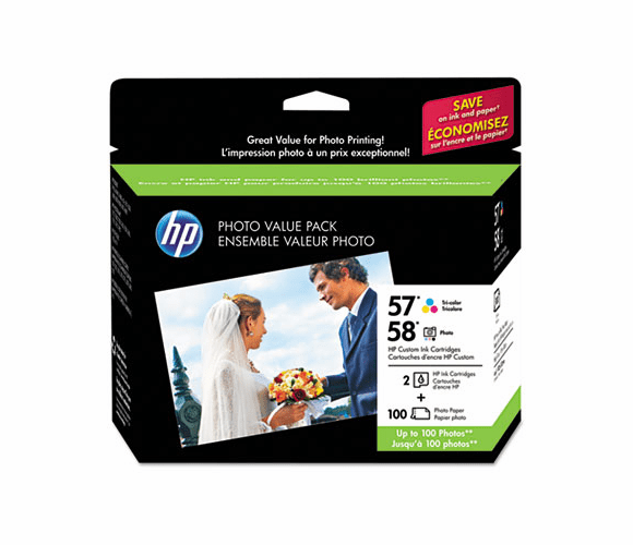HEWCR685AN 57/58 Series Ink Cartridge/Paper Photo Value Pack w/100 Glossy 4 x 6 Sheets By HEWLETT PACKARD