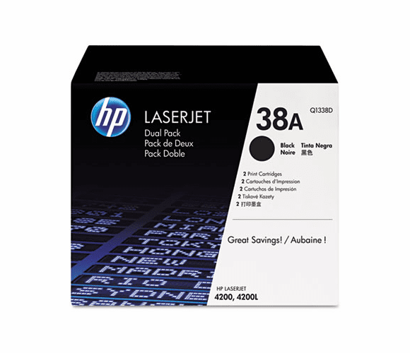 HEWQ1338D Q1338D (HP 38A) Toner, 12000 Page-Yield, 2/Box, Black By HEWLETT PACKARD COMPANY