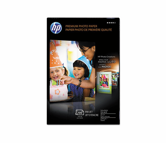 HEWQ1990A Premium Photo Paper, 64 lbs., Glossy, 4 x 6, 100 Sheets/Pack By HEWLETT PACKARD COMPANY
