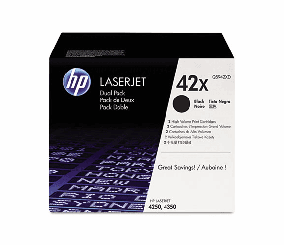 HEWQ5942XD Q5942XD (HP 42X) High-Yield Toner, 20,000 Page-Yield, 2/Box, Black By HEWLETT PACKARD COMPANY