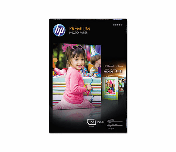 HEWQ6563A Premium Photo Paper, 64 lbs., Matte, 4 x 6, 100 Sheets/Pack By HEWLETT PACKARD COMPANY