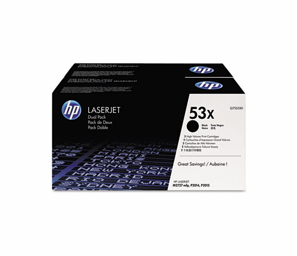 HEWQ7553XD Q7553XD (HP 53X) Toner, 7000 Page-Yield, 2/Box, Black By HEWLETT PACKARD SUPPLIES