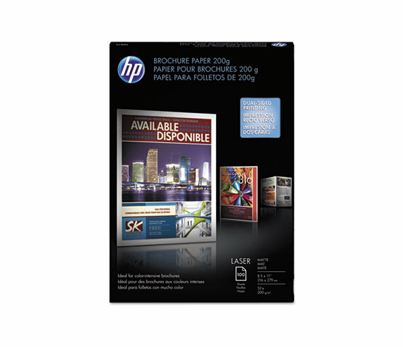 HEWQ8824A Laser Matte Brochure Paper, 52 lb., 8-1/2 x 11, White, 100 Sheets/Pack By HEWLETT PACKARD