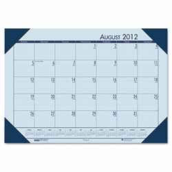 HOD012540 EcoTones Academic Desk Pad Calendar, 18-1/2w x 13d, Blue Corners, 2012-2013 By HOUSE OF DOOLITTLE